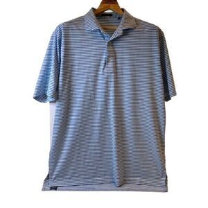 Men's Turtleson Tour Performance Golf Polyester Stretch Polo Shirt Striped Large